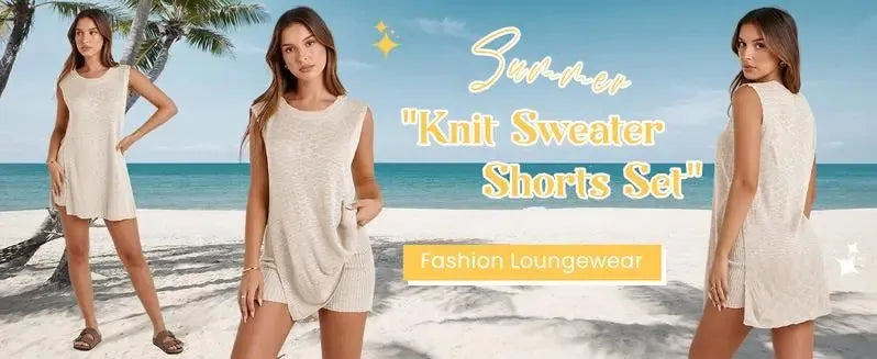 Sleeveless Sweater & Shorts Set for Women
