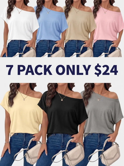 ⚡FINAL SALE⚡ Women’s 7-Pack Lightweight Cotton-Blend Short Sleeve T-Shirts – $24.99