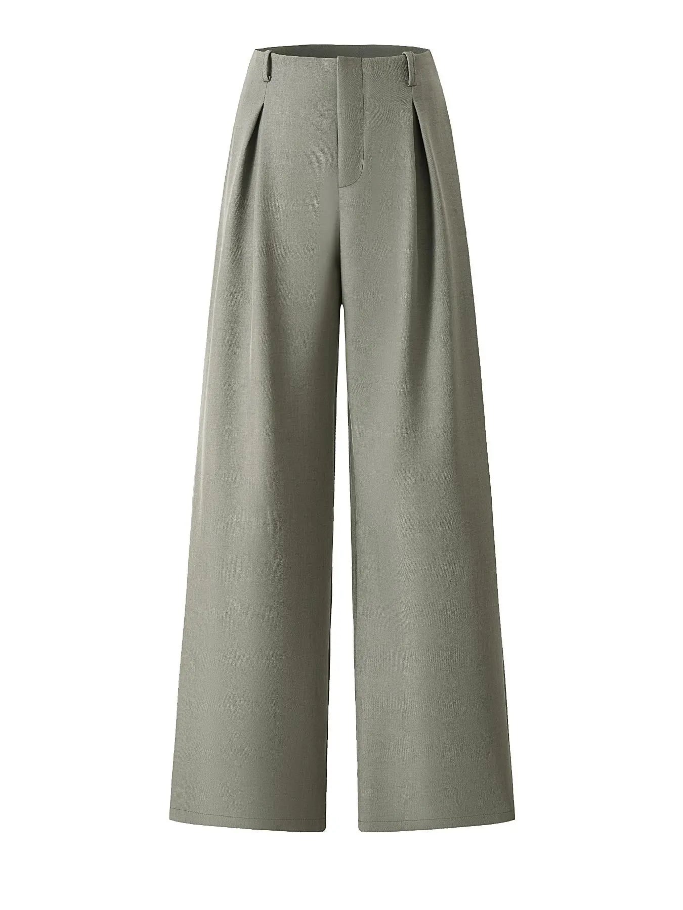 Women’s Pleated Wide Leg Pants with Pockets – Elegant High Waist Office Trousers