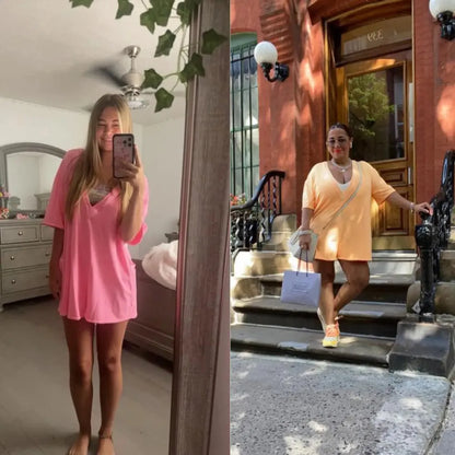 💝Women Casual Oversized Athletic Short Sleeve Romper Deep Pocket Loungewear