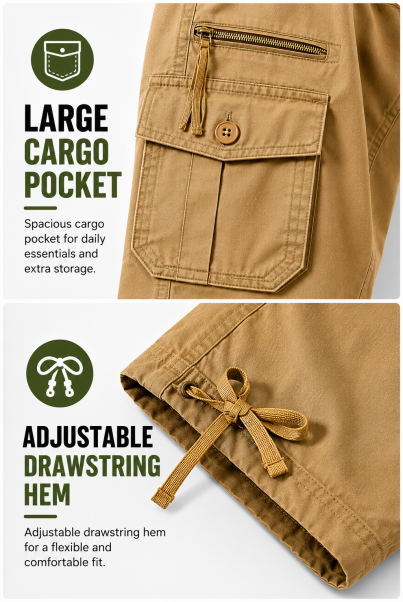 Limited Deal 8-Pack Men's Cropped Cargo Capri Pants, Utility Pocket Drawstring Hem Bundle