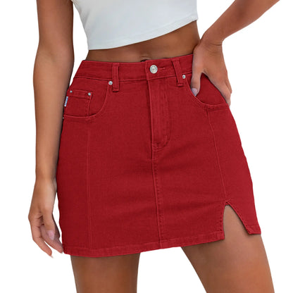 Genleck Women's High-Waisted Denim Skort with Shorts