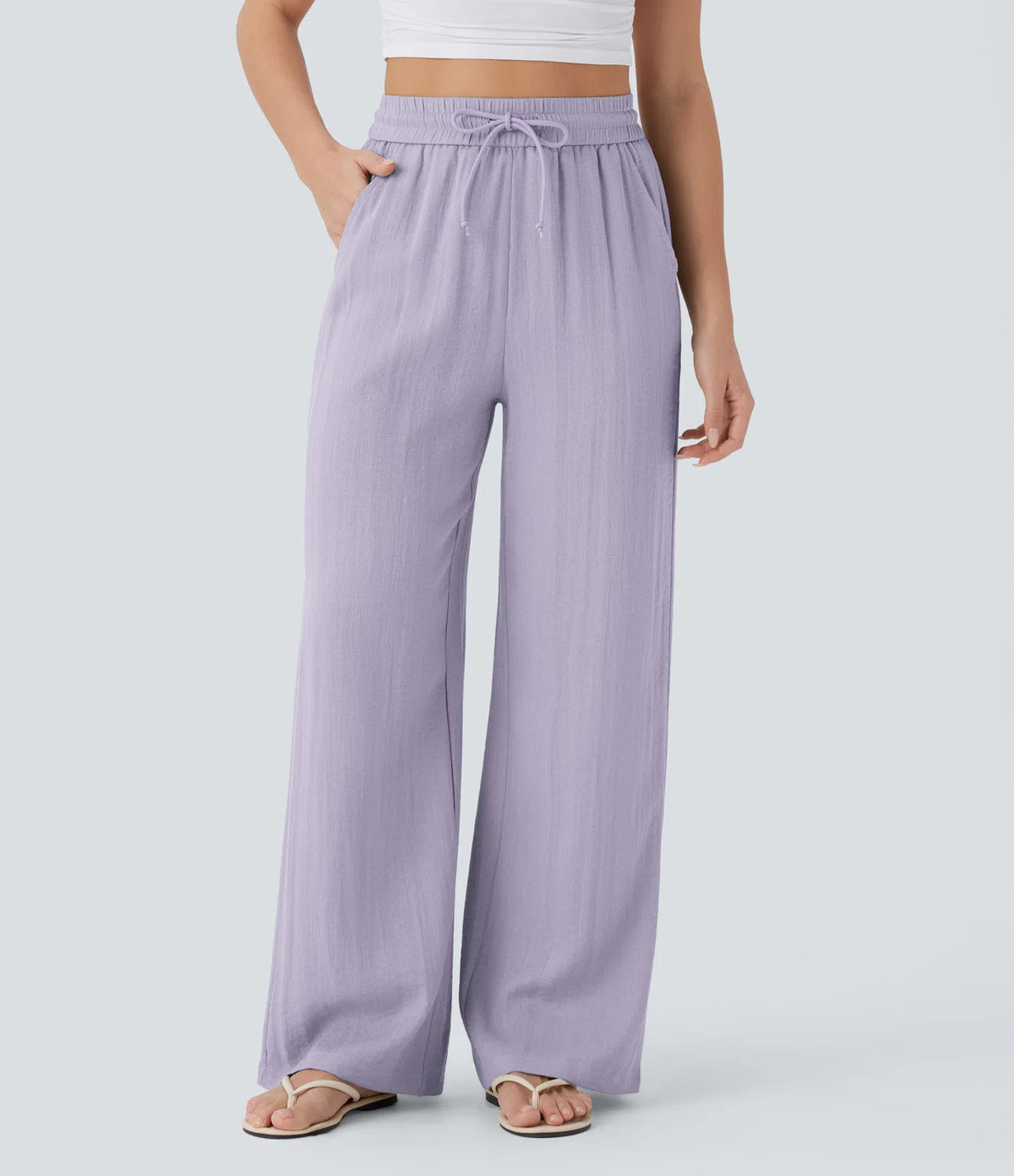 ⏰Clearance Sale⚡16 Pack only $38⚡High Waisted Drawstring Pocket Wide Leg Casual Linen-Feel Pants16 Pack for $38⚡High Waisted Drawstring Pocket Wide Leg Casual Linen-Feel Pants