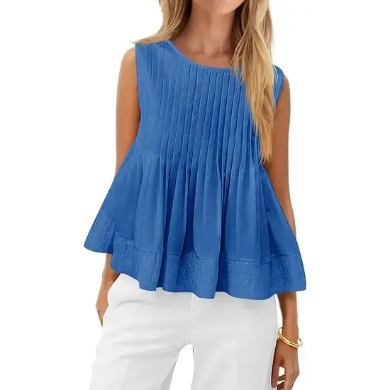 ⚡FINAL SALE⚡ Women's Pleated Babydoll Tank Tops Summer Peplum