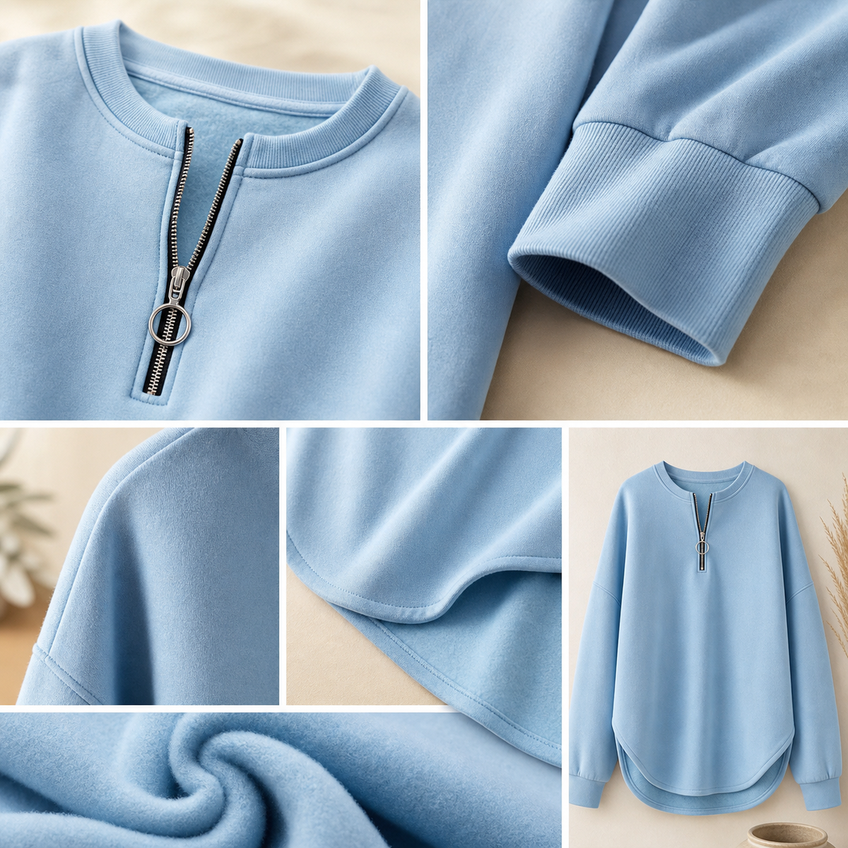 ⏰Clearance Sale⚡10 Pack for $28⚡Women's Oversized Half-Zip Pullover