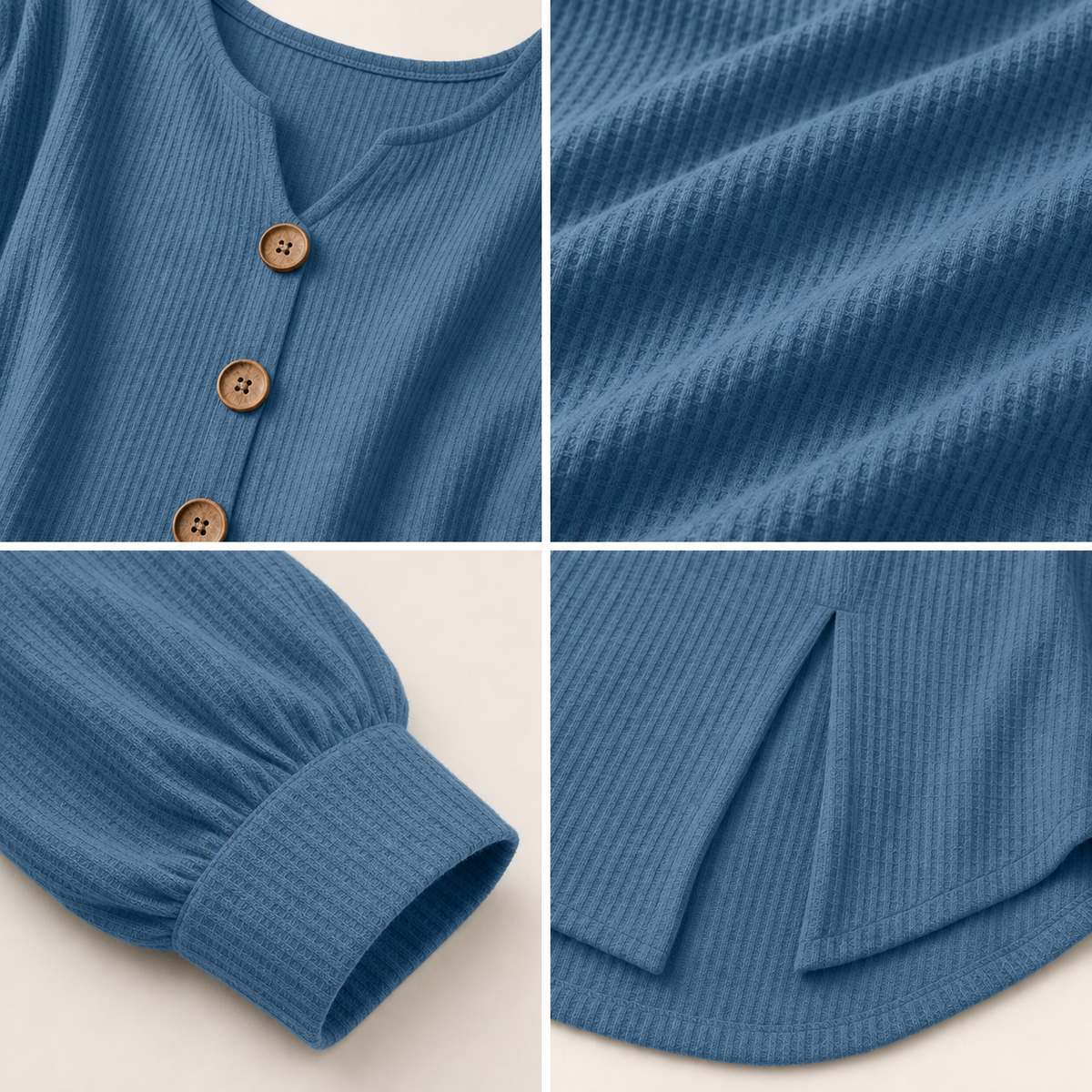 Women's Textured Button-Front Tunic Blouse