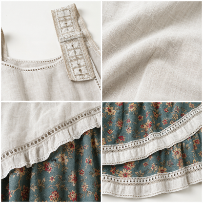 Women's Sleeveless Boho Patchwork Midi Dress