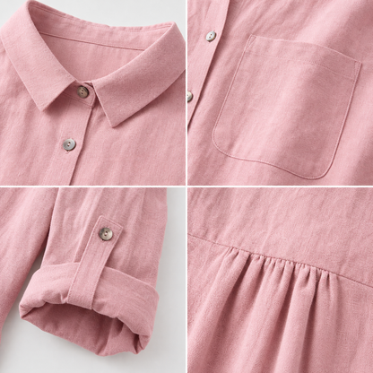 Women's Relaxed Button-Front Midi Shirt Dress