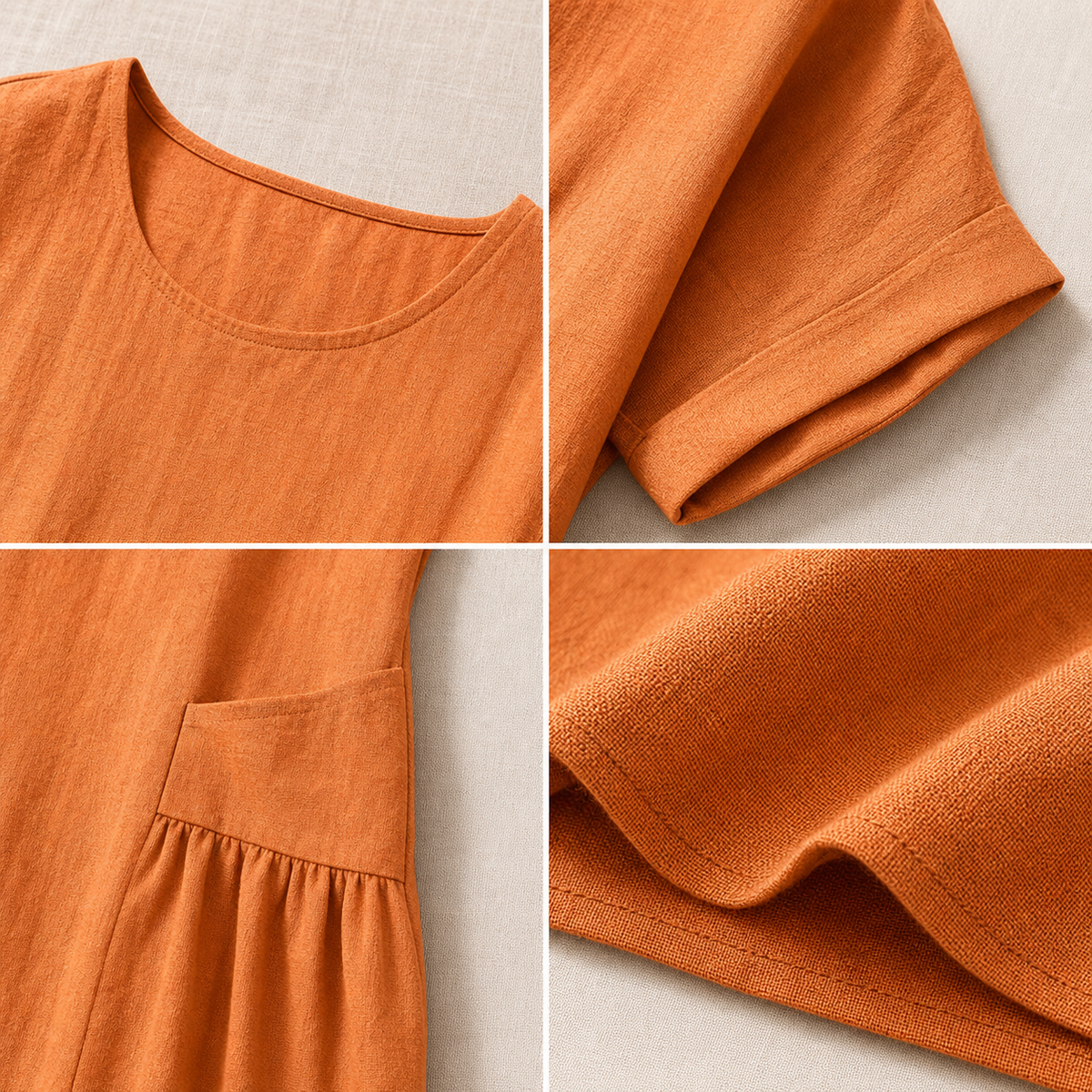 Women's Relaxed Linen-Blend Pocket Midi Dress