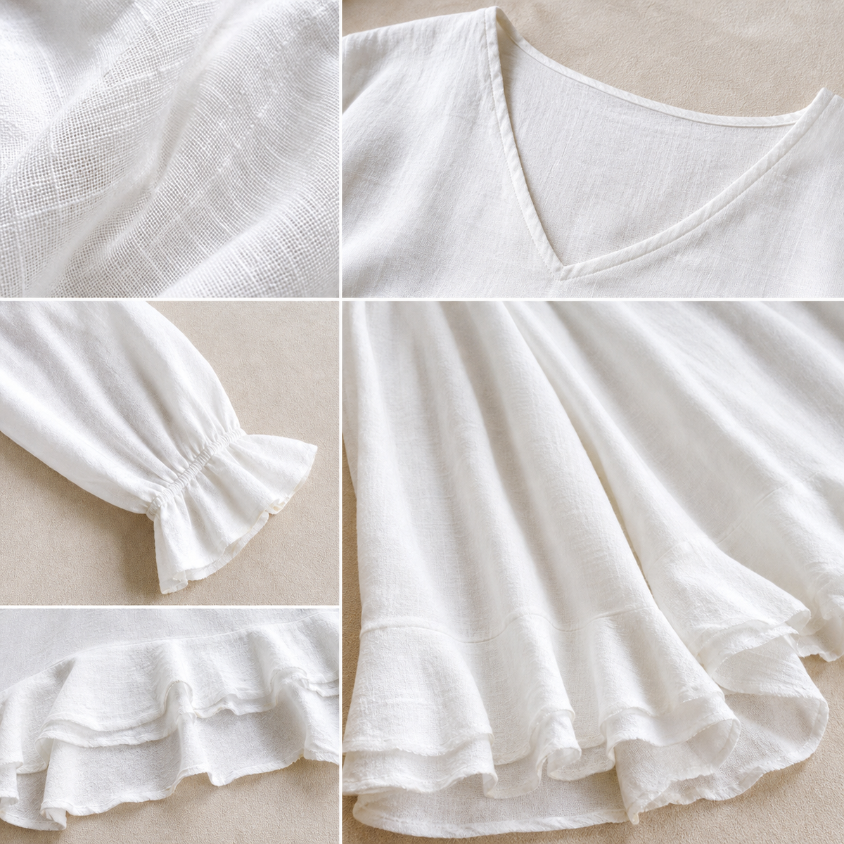 Women's Relaxed V-Neck Three-Quarter Sleeve Blouse