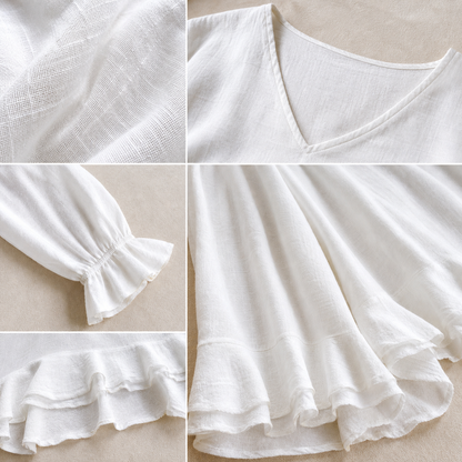 Women's Relaxed V-Neck Three-Quarter Sleeve Blouse