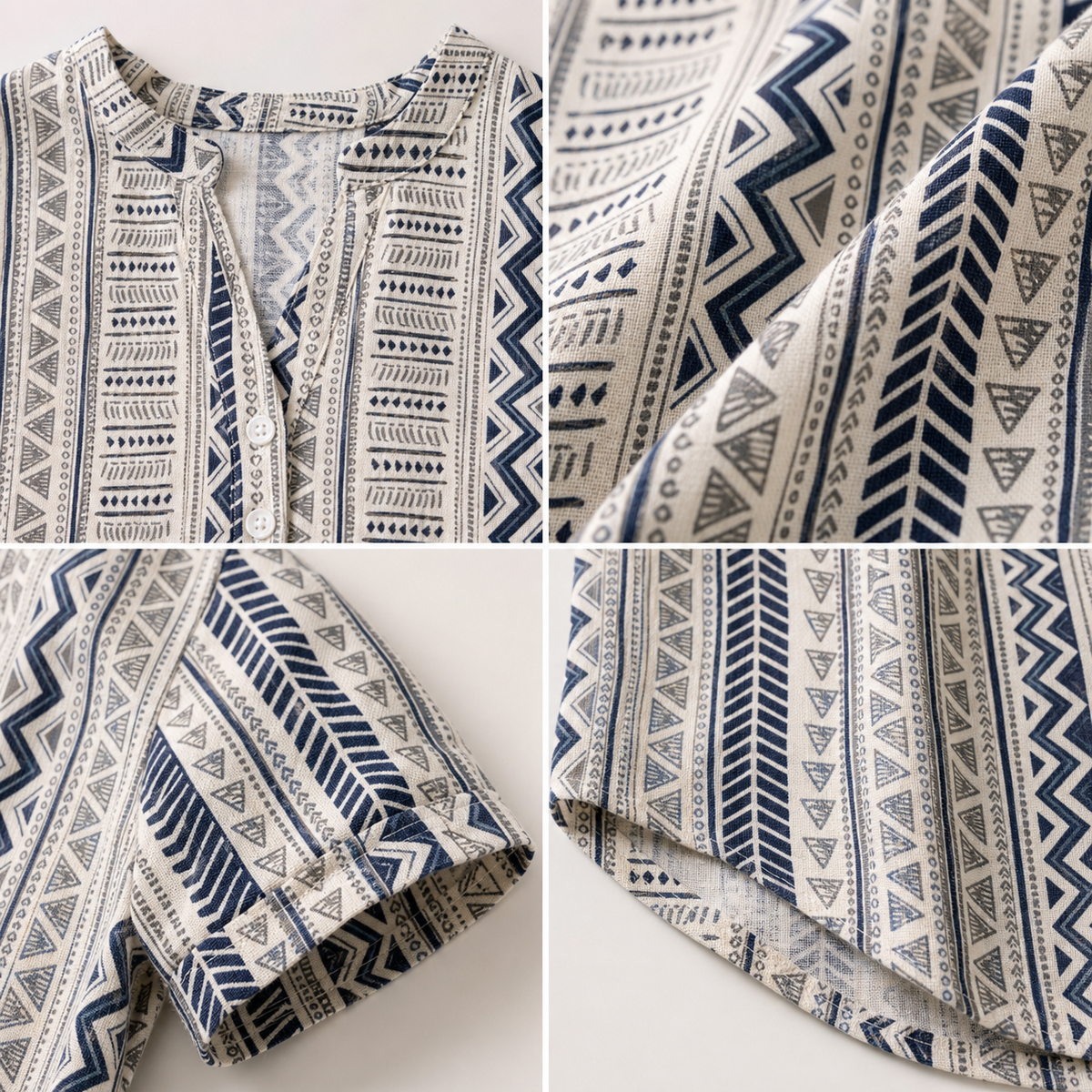 Women's Geometric Print Button-Front Blouse
