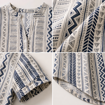 Women's Geometric Print Button-Front Blouse