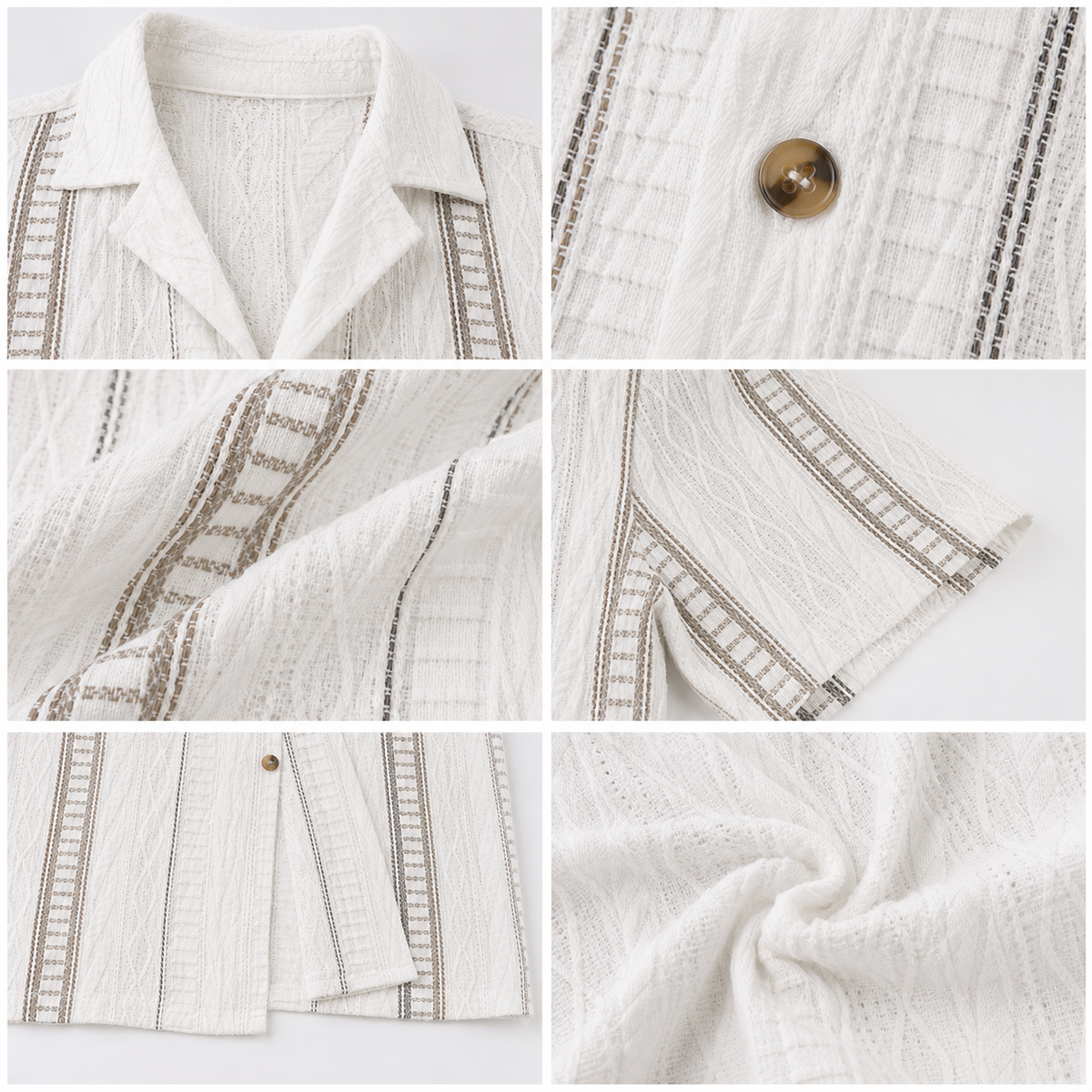 Men's Textured Short Sleeve Button-Up Shirt