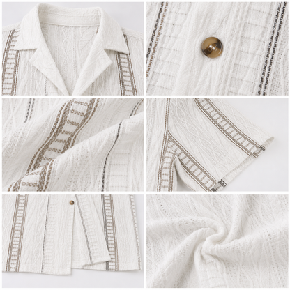 Men's Textured Short Sleeve Button-Up Shirt