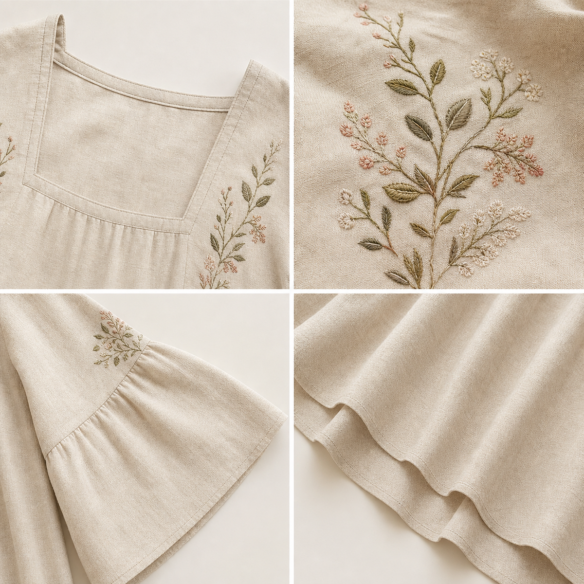 Women's Embroidered Square Neck Maxi Dress