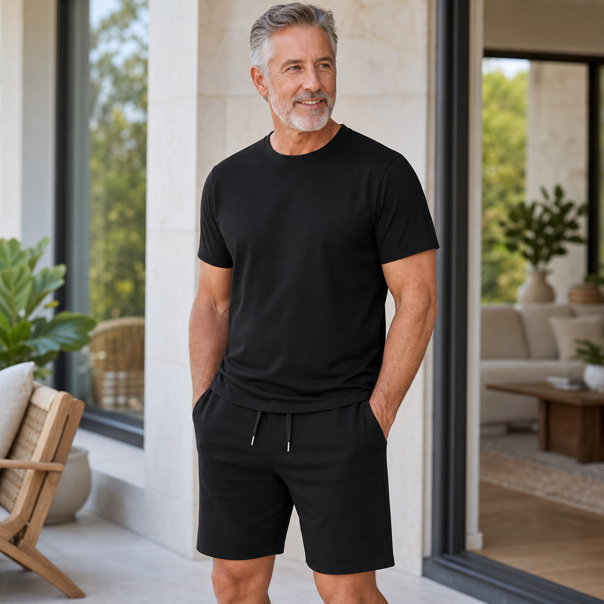 Men's Casual T-Shirt and Shorts Two-Piece Set