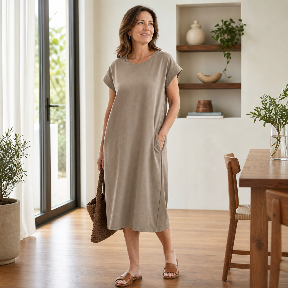 Women's Relaxed Crewneck T-Shirt Dress