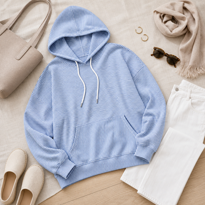 Women's Oversized Striped Hooded Pullover Sweatshirt