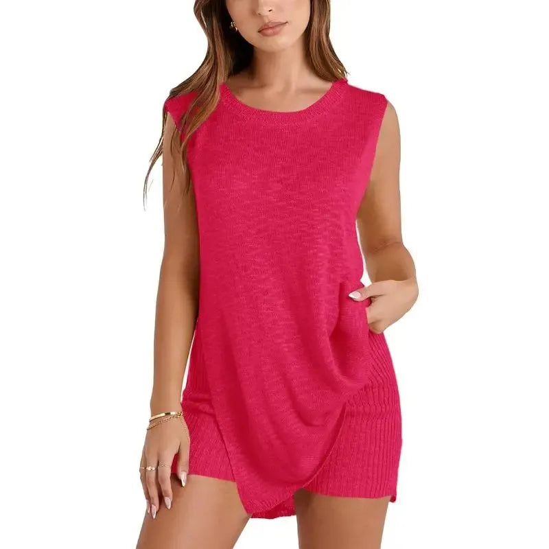 Sleeveless Sweater & Shorts Set for Women