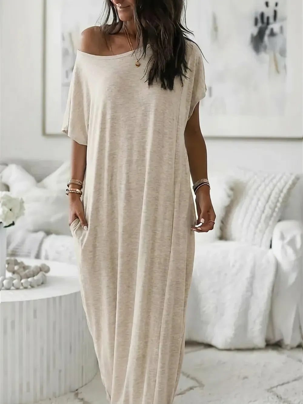 ⚡FINAL SALE⚡ Women's Casual Off-Shoulder Maxi Dress with Pockets