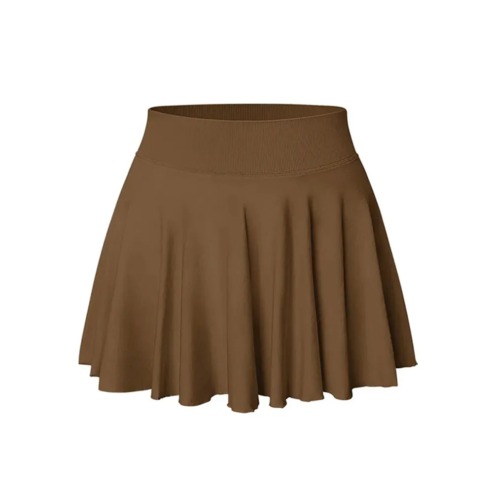 Women's One Piece Skirt One In One Flowy Basic Versatile Stretchy Flared Casual Mini Skirt