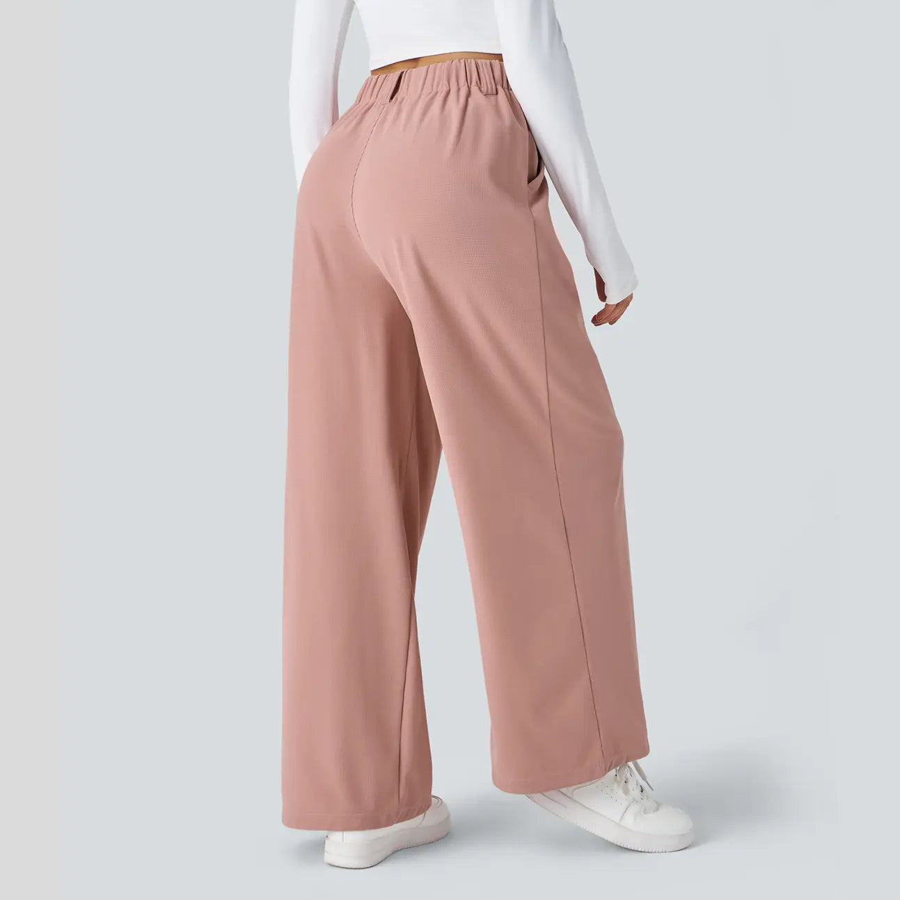 High Waisted Pocket Wide Leg Waffle Work Pants