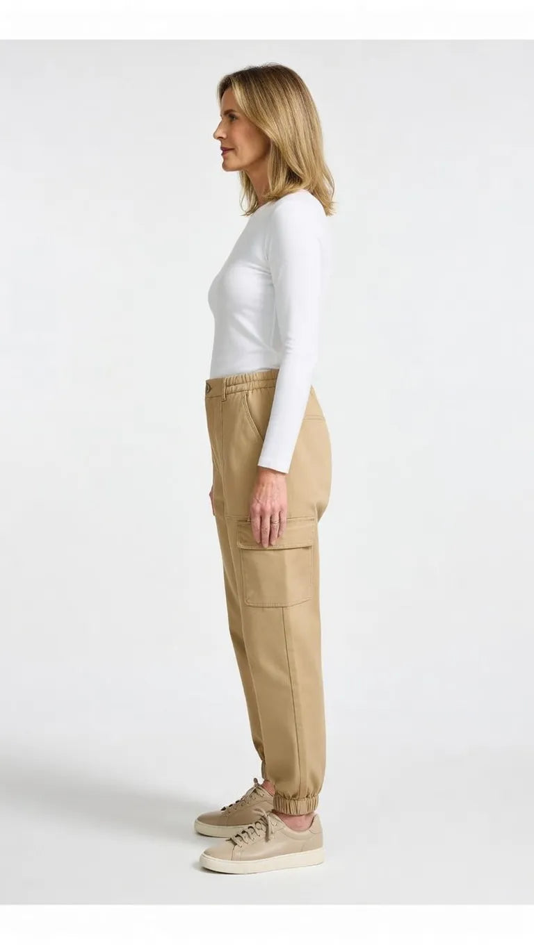 ⚡FINAL SALE⚡ Lightweight Cotton-Blend Cargo Joggers for Women – Elastic Cuff Utility Pants