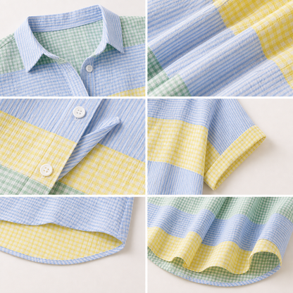 🔥CLEARANCE SALE🔥 Women's Patchwork Gingham Button-Up Shirt