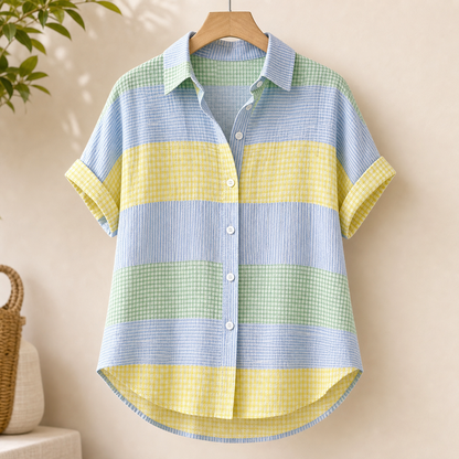 🔥CLEARANCE SALE🔥 Women's Patchwork Gingham Button-Up Shirt