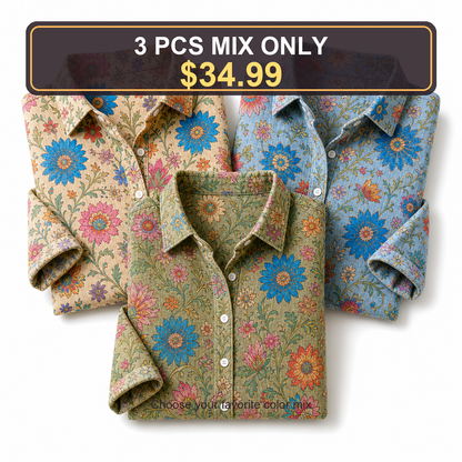 🔥CLEARANCE SALE🔥 Women's Vintage Floral Button-Up Blouse