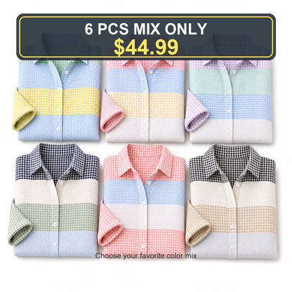🔥CLEARANCE SALE🔥 Women's Patchwork Gingham Button-Up Shirt