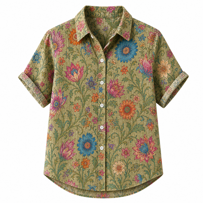 🔥CLEARANCE SALE🔥 Women's Vintage Floral Button-Up Blouse