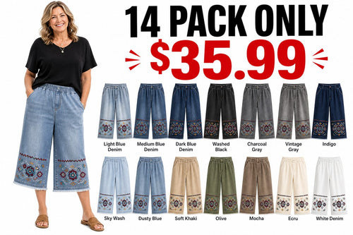 CLEARANCE SALE - Women's Embroidered Denim Capri Pants - 14 Washes & Bundle Deals