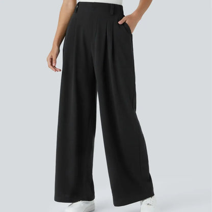 High Waisted Pocket Wide Leg Waffle Work Pants