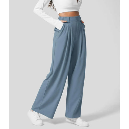 High Waisted Pocket Wide Leg Waffle Work Pants