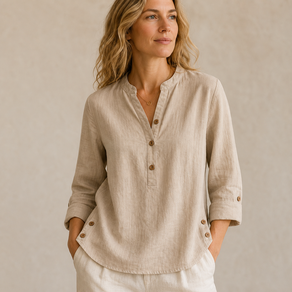 ⏰Clearance Sale⚡10 Pack Only $32⚡Women's Linen Mandarin Collar T-Shirt