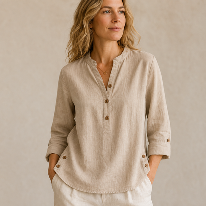 ⏰Clearance Sale⚡10 Pack Only $32⚡Women's Linen Mandarin Collar T-Shirt