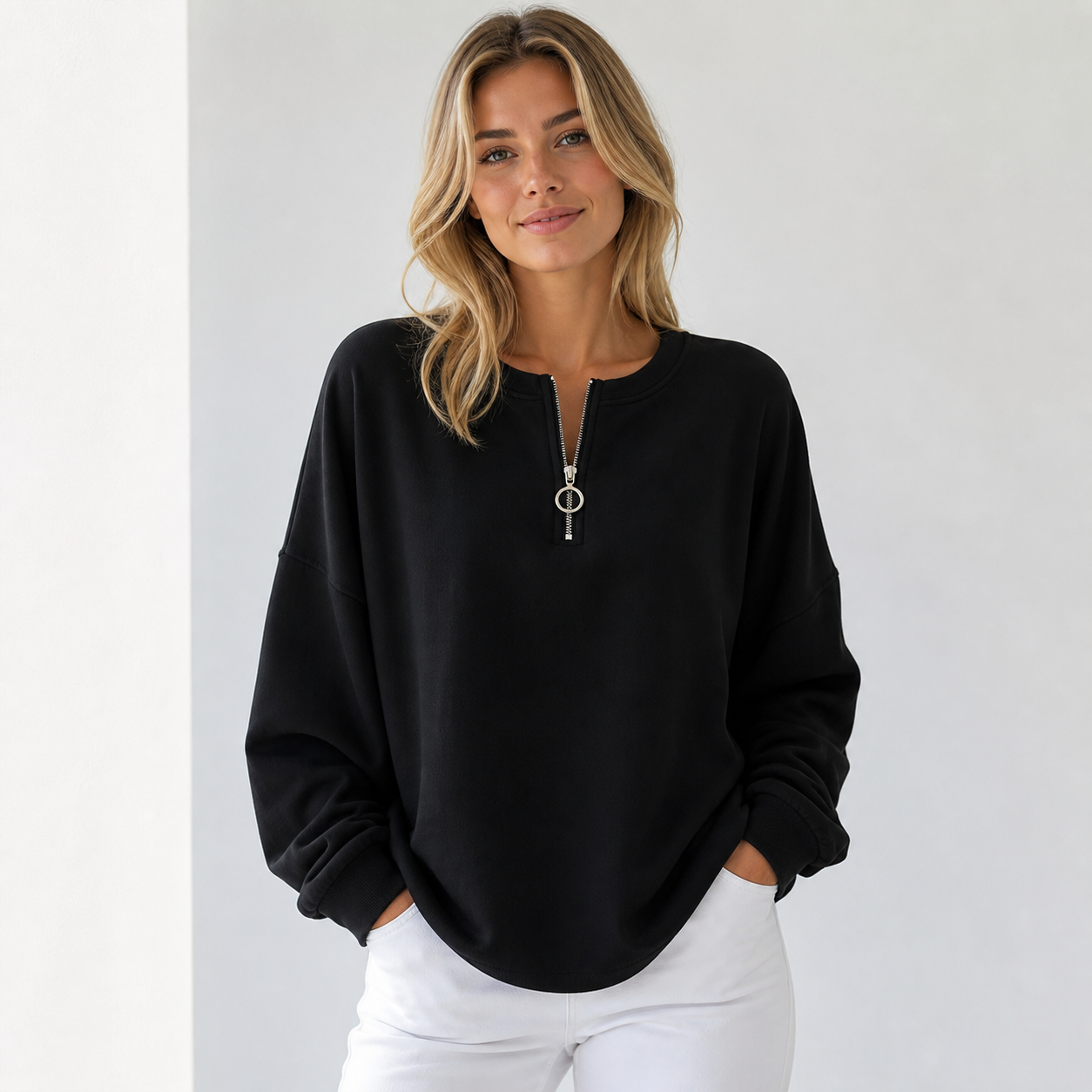 ⏰Final Clearance⚡10 Pack for $28⚡Women's Oversized Half-Zip Pullover