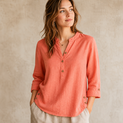 ⏰Clearance Sale⚡10 Pack Only $32⚡Women's Linen Mandarin Collar T-Shirt
