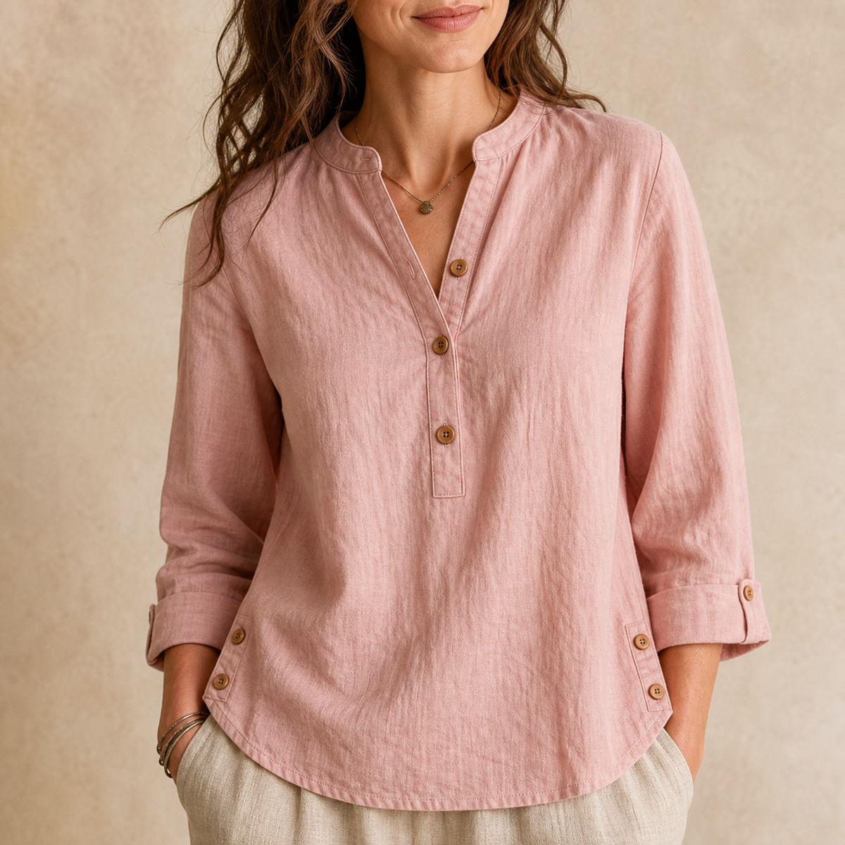 ⏰Clearance Sale⚡10 Pack Only $32⚡Women's Linen Mandarin Collar T-Shirt