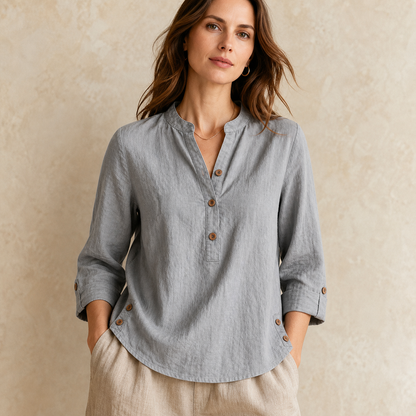 ⏰Clearance Sale⚡10 Pack Only $32⚡Women's Linen Mandarin Collar T-Shirt