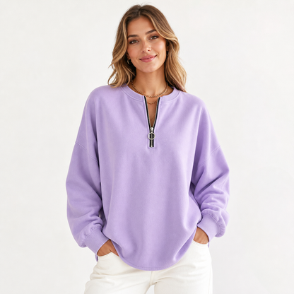 ⏰Clearance Sale⚡10 Pack for $28⚡Women's Oversized Half-Zip Pullover
