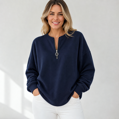 ⏰Final Clearance⚡10 Pack for $28⚡Women's Oversized Half-Zip Pullover