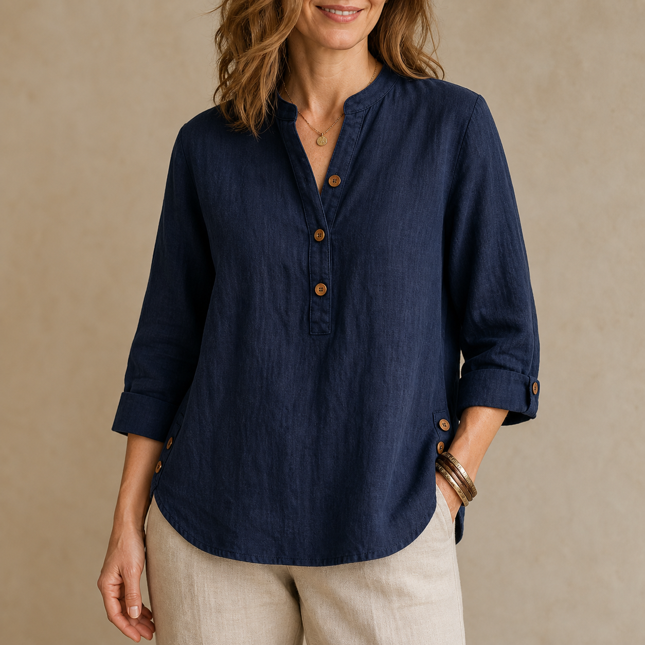 ⏰Clearance Sale⚡10 Pack Only $32⚡Women's Linen Mandarin Collar T-Shirt