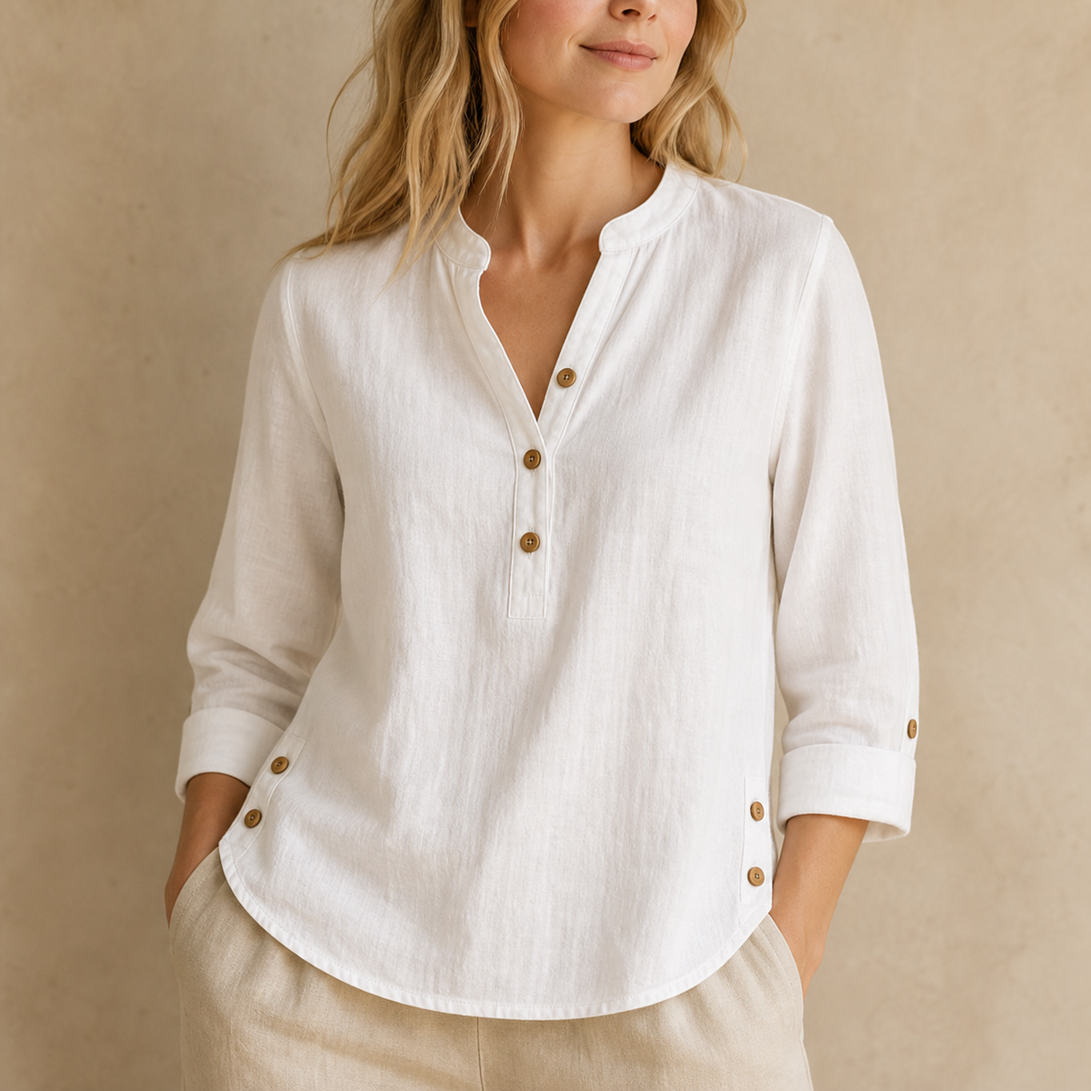 ⏰Clearance Sale⚡10 Pack Only $32⚡Women's Linen Mandarin Collar T-Shirt