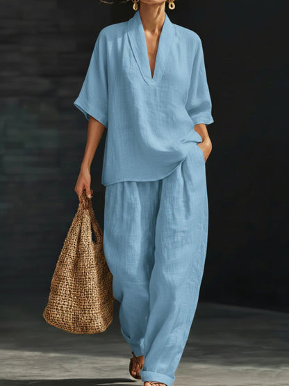 Casual And Cozy Minimalist Linen Two-piece Set⏰Warehouse Clearance⚡10-Pack Only $34.99⚡