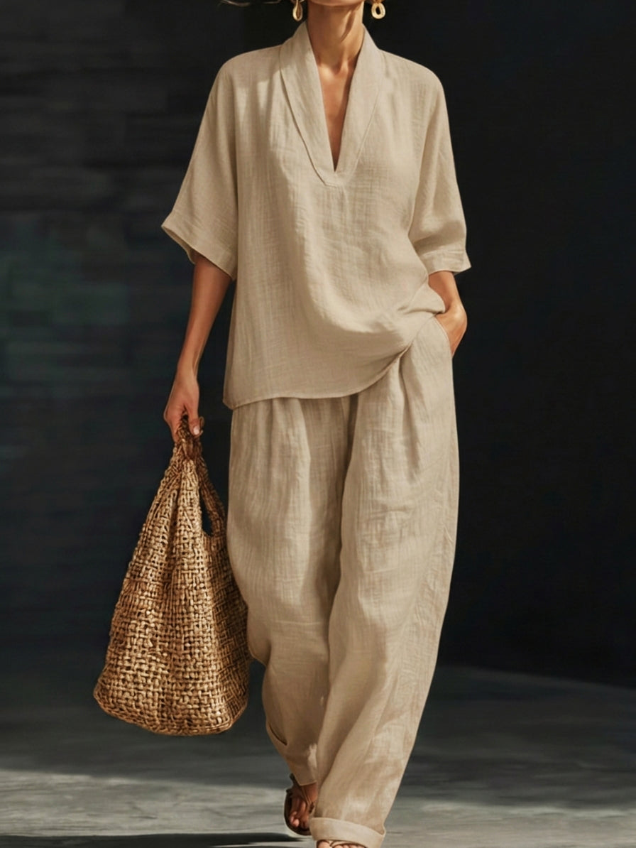 Casual And Cozy Minimalist Linen Two-piece Set⏰Warehouse Clearance⚡10-Pack Only $34.99⚡