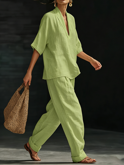 Casual And Cozy Minimalist Linen Two-piece Set⏰Warehouse Clearance⚡10-Pack Only $34.99⚡