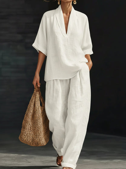 Casual And Cozy Minimalist Linen Two-piece Set⏰Warehouse Clearance⚡10-Pack Only $34.99⚡